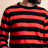 BRIAN BLACK AND RED ORGANIC COTTON SWEATER
